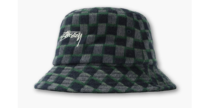 Stüssy Brent Logo-Embroidered Checked Flannel Bucket Hat
