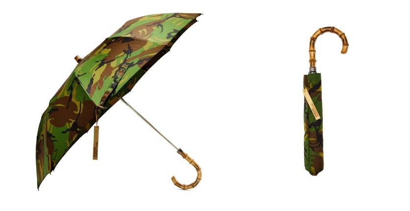 London Undercover Whangee-Handle Telescopic Umbrella in British Woodland Camouflage