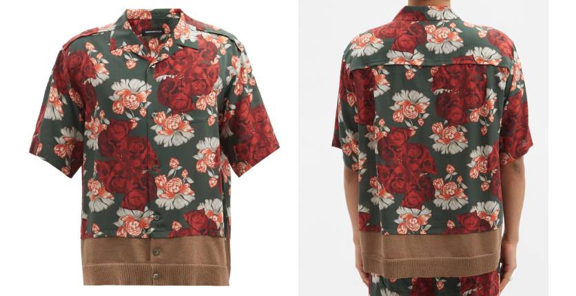 Undercover floral-print contrast-hem shirt