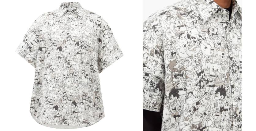 Vetements cartoon-print brushed-cotton shirt