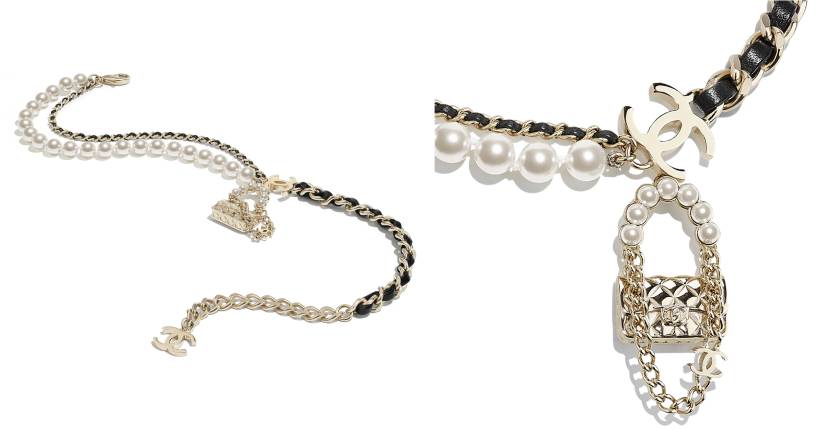 Chanel Necklace In Metal, Lambskin And Glass Pearls