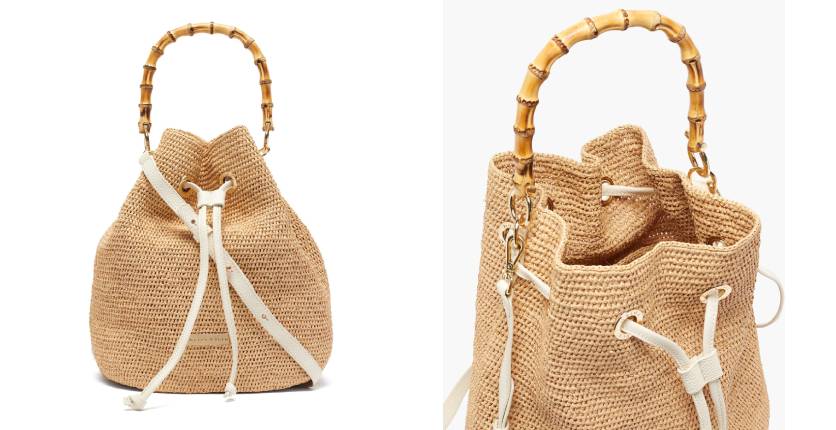 Heidi Klein Savannah Bay super-mini raffia bucket bag
