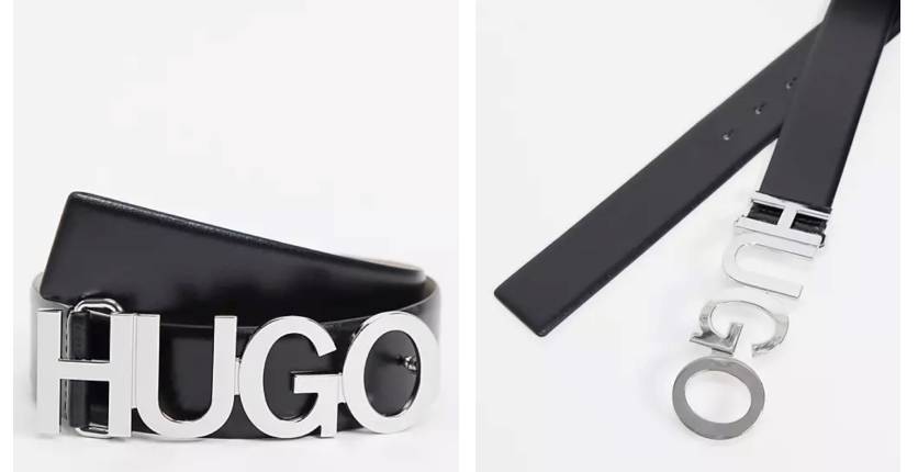 Hugo Boss HUGO Zula leather logo belt in black