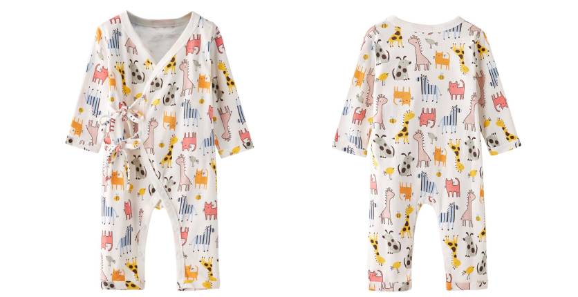 Little Kooma Baby Kimono Sleepsuit All In One Animals