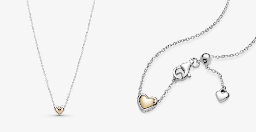 Pandora Domed Golden Heart Collier Necklace