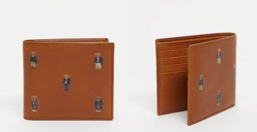 Polo Ralph Lauren Leather Wallet In Tan With All Over Bears