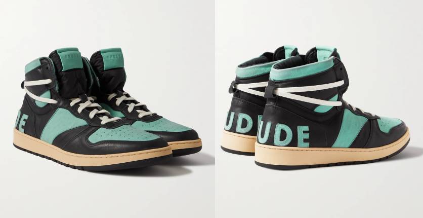 Rhude Rhecess distressed leather high-top sneakers