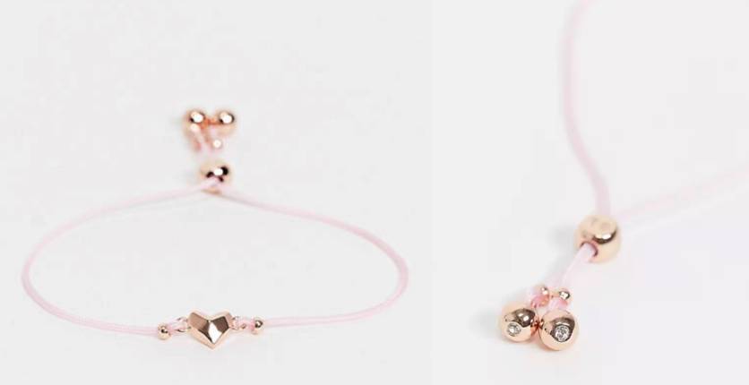 Ted Baker Fillipe heart friendship bracelet in baby pink and rose gold