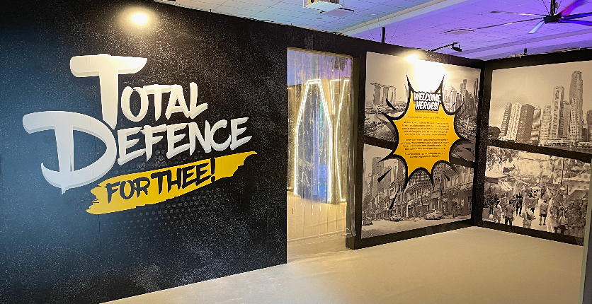 Entrance of Total Defence For Thee!, Singapore Discovery Centre's latest exhibition