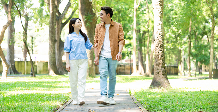 Young couple on walk in nature