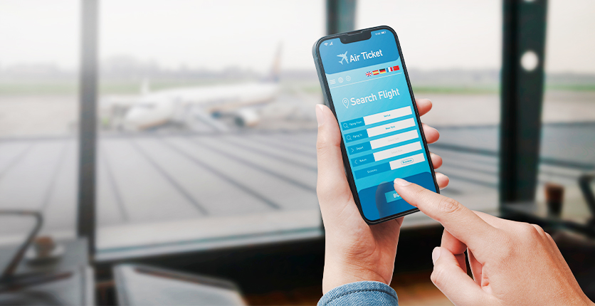 Searching for air tickets on mobile phone