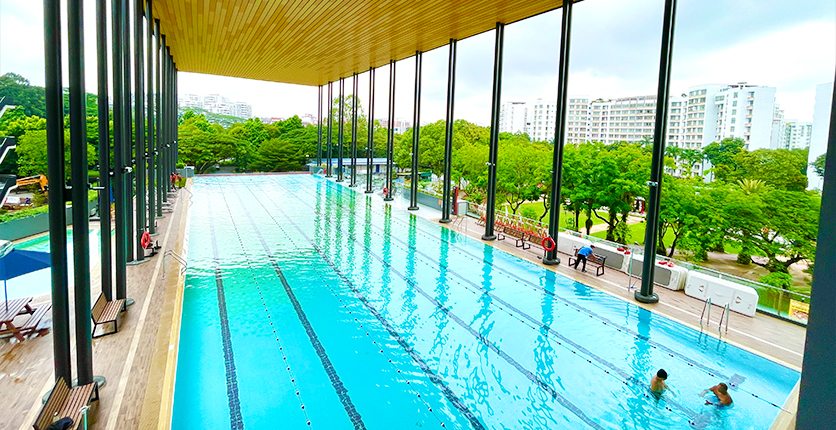 The sheltered swimming pool at SAFRA Choa Chu Kang