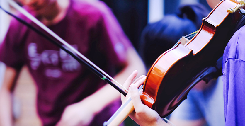 Close-up of person playing violin 