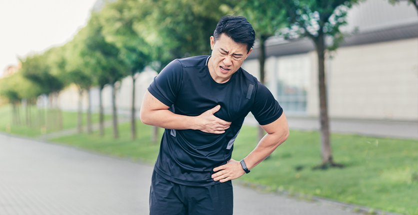 Man outdoors with chest pain