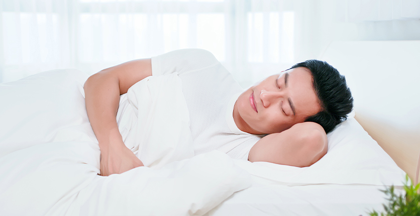 Man getting good quality sleep