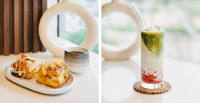 Taira Pastry puff pastry and matcha drink
