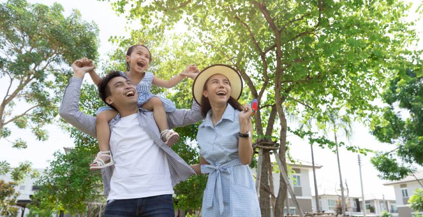 happy family outdoors