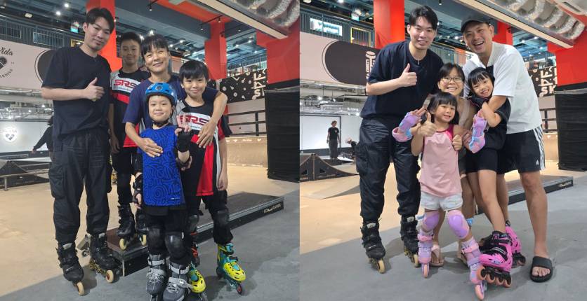 Ernest Wong with skating students